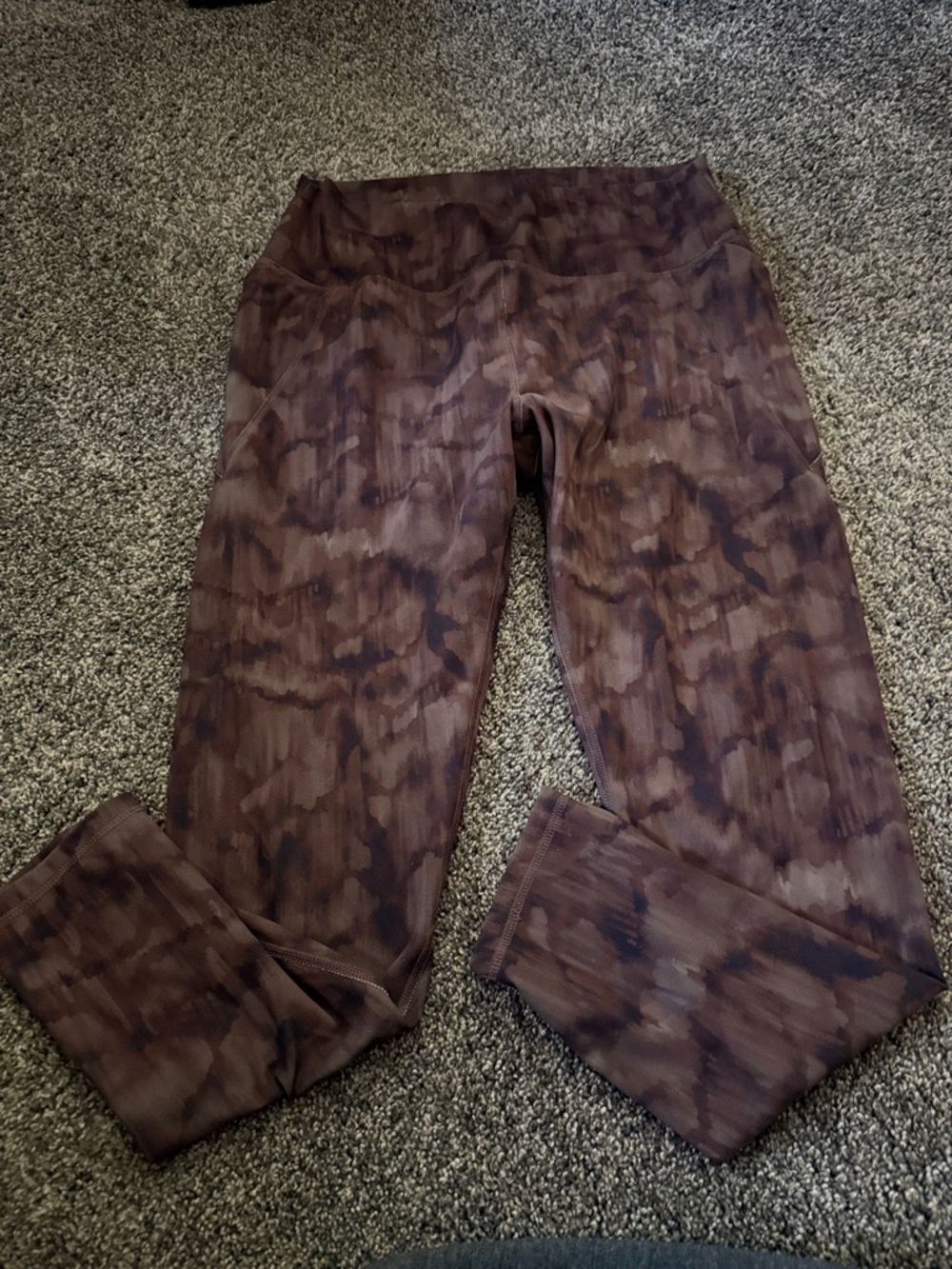 Brown Tie-Dye Workout Leggings